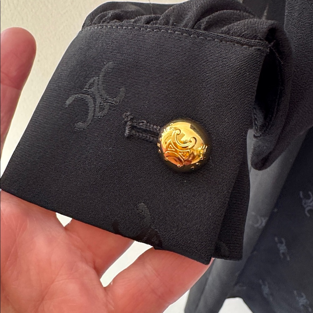 Celine-Black Dress with White Collar& Gold Celine Buttons-made in Italy-luxury - Picture 12 of 16